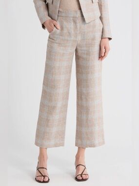 Veronica Beard Brixton Women's Plaid Wide-Leg Ankle Pant Size 4 NWT $498